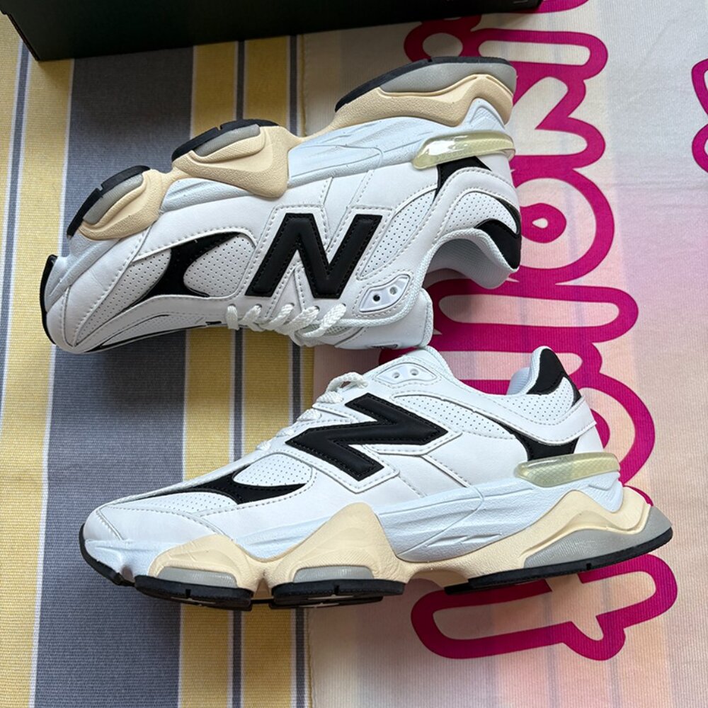 New Balance 9060 White Black Beige Retro Dad Shoes